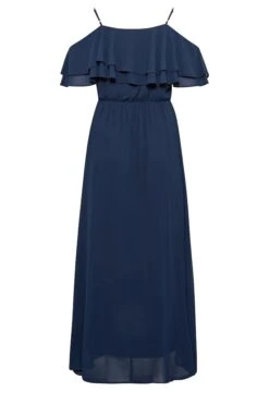 YOURS LONDON Curve Navy Blue Bardot Ruffle Maxi Dress -Luna Looks Zone c4e953cf 1161 46 161879 Y