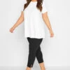 YOURS Curve Black Bengaline Cropped Stretch Pull On Trousers