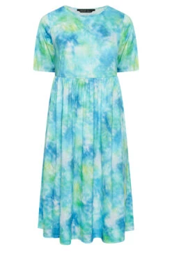 LIMITED COLLECTION Curve Blue Tie Dye Midaxi Smock Dress -Luna Looks Zone c5193833 3940 45 215783 X