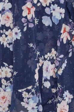 YOURS LONDON Curve Blue Floral Cold Shoulder Wrap Dress -Luna Looks Zone c536fadc 4417 44 162051 Z