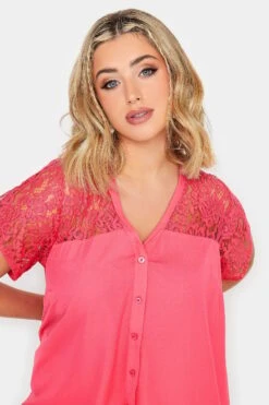 LIMITED COLLECTION Curve Pink Lace Insert Blouse 8 LIMITED COLLECTION Curve Pink Lace Insert Blouse -Luna Looks Zone c59f0f52 806d 4c 215736 D