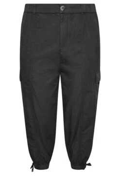YOURS Curve Black Cropped Cargo Trousers -Luna Looks Zone c5a83700 5451 49 144850 X