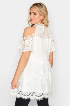 YOURS LONDON Curve White Cold Shoulder Lace Top -Luna Looks Zone c5b21414 9032 46 162025 C