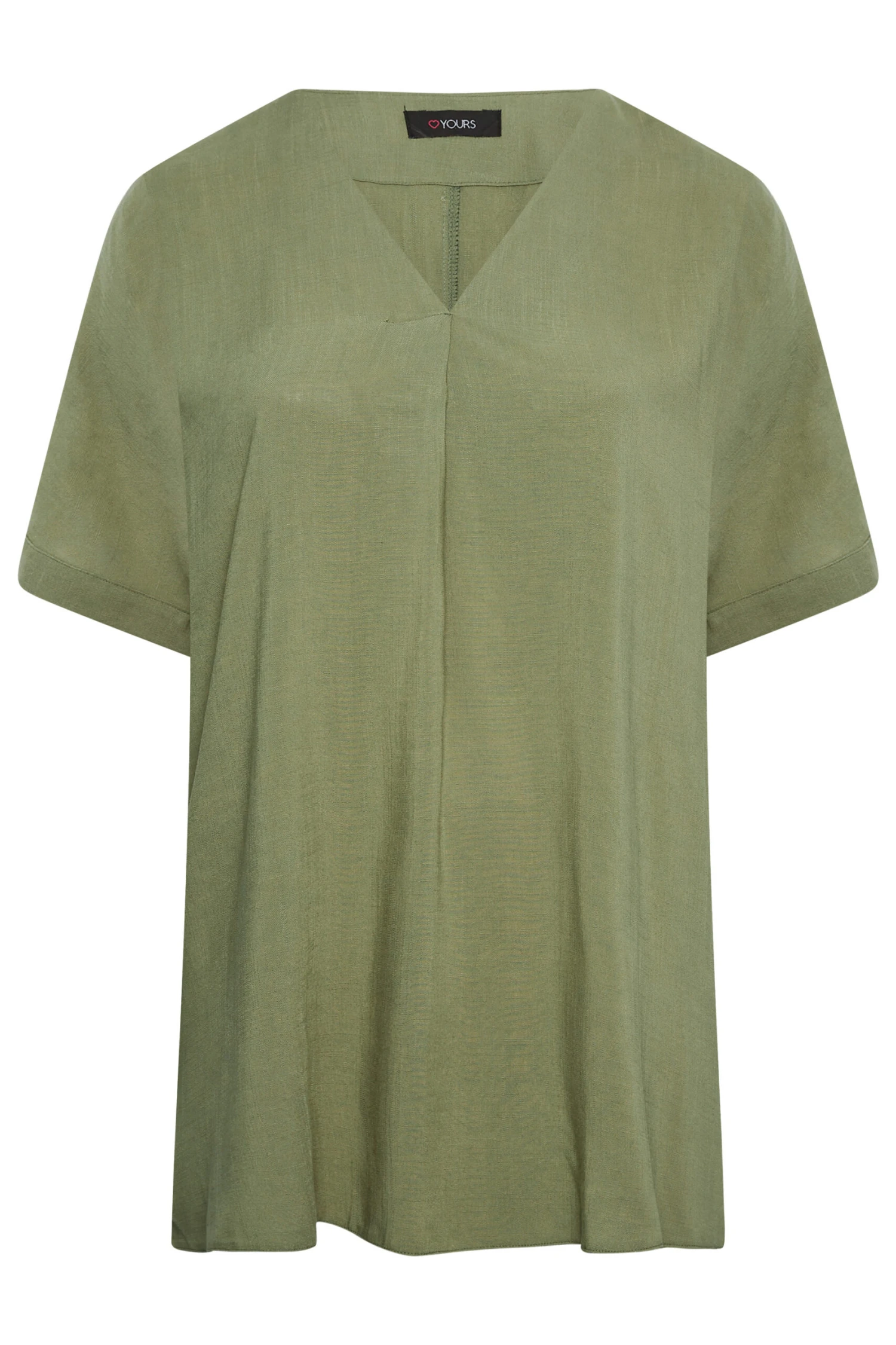 YOURS Curve Khaki Green Marl V-Neck Top 5 YOURS Curve Khaki Green Marl V-Neck Top - Image 5