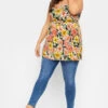 YOURS Curve Orange Floral Print Bow Back Vest Top