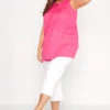 YOURS Curve Pink Burnout Tie Neck Vest Top