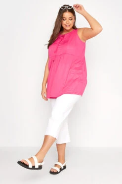 YOURS Curve Pink Burnout Tie Neck Vest Top