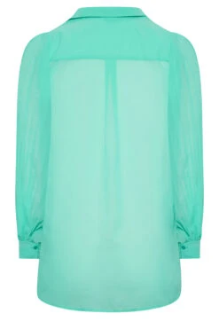 YOURS LONDON Curve Turquoise Blue Pleat Sleeve Shirt 11 YOURS LONDON Curve Turquoise Blue Pleat Sleeve Shirt -Luna Looks Zone c6cd1652 da28 4f 162008 Y