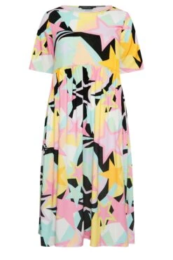 LIMITED COLLECTION Curve Black & Pink Star Print Midaxi Smock Dress -Luna Looks Zone c6d5c671 b4fc 4c 215705 X