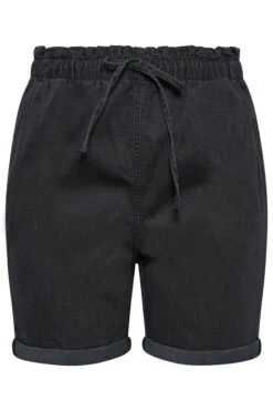 YOURS Curve Black Paperbag Drawstring Denim Mom Shorts -Luna Looks Zone c7091294 a9f9 4e 144745 X
