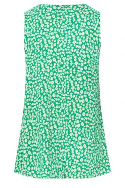 YOURS Curve Green Daisy Print Pleat Front Vest Top -Luna Looks Zone c7d6236c 6cb6 42 302070 Y