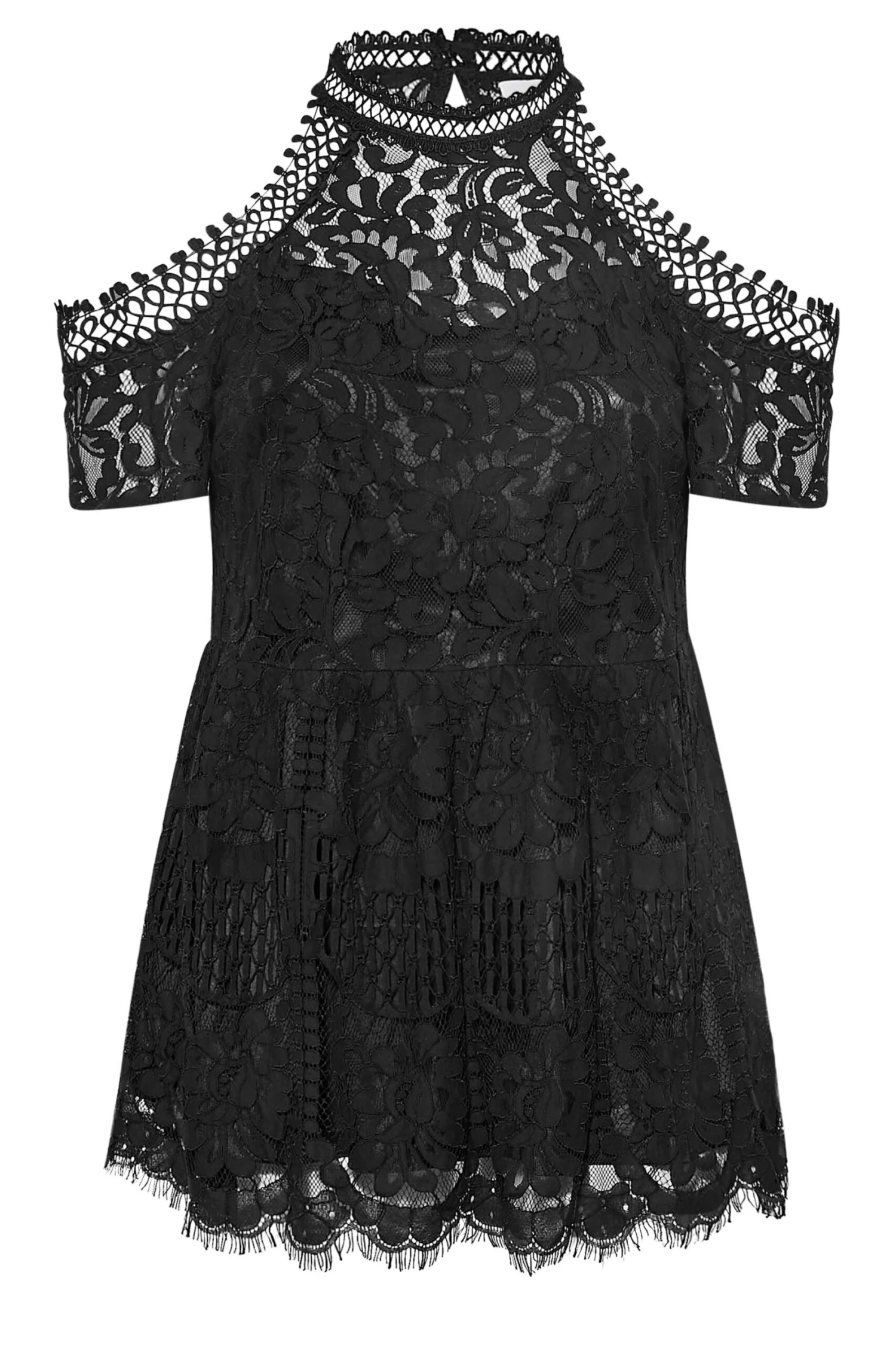 YOURS LONDON Curve Black Cold Shoulder Lace Top 5 YOURS LONDON Curve Black Cold Shoulder Lace Top - Image 5