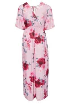 YOURS LONDON Curve Pink Floral Shirred Maxi Dress -Luna Looks Zone c8240699 d209 4e 162124 Y