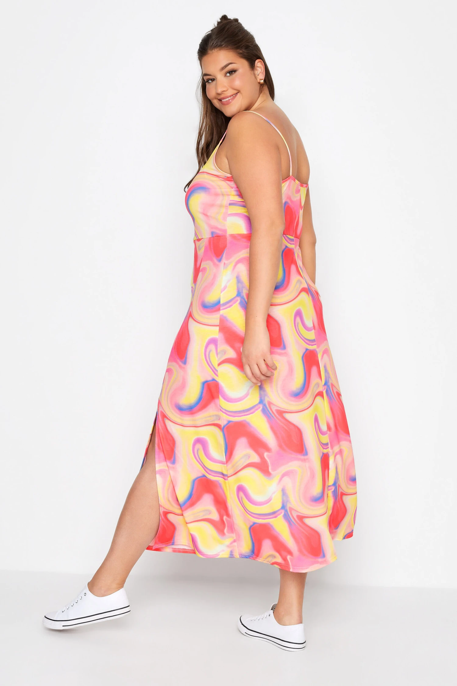 LIMITED COLLECTION Curve Pink Marble Print Side Split Midaxi Sundress 2 LIMITED COLLECTION Curve Pink Marble Print Side Split Midaxi Sundress - Image 2