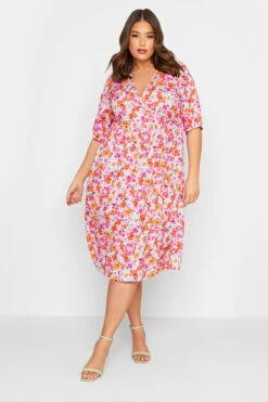 LIMITED COLLECTION Curve Purple Floral Wrap Midaxi Dress