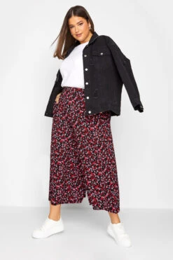 YOURS Curve Red Floral Midaxi Culottes
