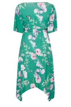 YOURS LONDON Curve Green Floral Hanky Hem Dress -Luna Looks Zone c8dfdb72 59c0 4b 162137 Y