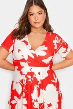 YOURS Curve Red Floral Midaxi Wrap Dress -Luna Looks Zone c9d051af eca7 48 301988 D