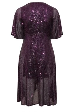 YOURS LONDON Curve Purple Sequin Embellished Double Wrap Dress -Luna Looks Zone c9e5bbb0 5045 41 161393 Y