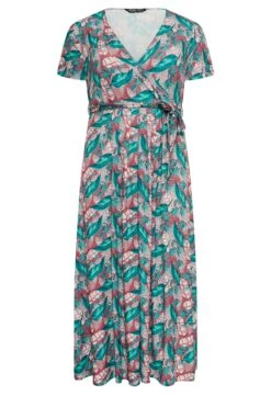 YOURS Curve Pink Leaf Print Maxi Wrap Dress 10 YOURS Curve Pink Leaf Print Maxi Wrap Dress -Luna Looks Zone c9f8fce3 19d1 46 302160 X