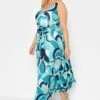 YOURS LONDON Curve Blue Abstract Print Pleated Maxi Dress