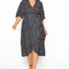 YOURS LONDON Curve Grey Leopard Midi Wrap Dress