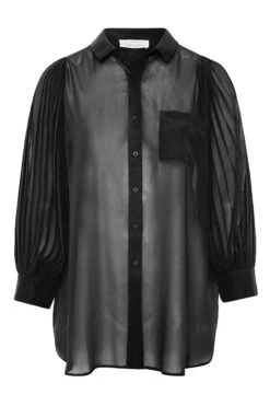 YOURS LONDON Curve Black Pleat Sleeve Shirt -Luna Looks Zone cc5db3fb 854d 43 162081 X