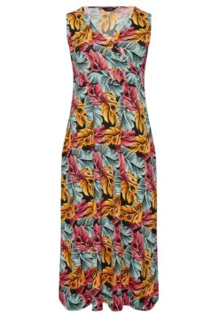 YOURS Curve Black Tropical Leaf Print Wrap Maxi Dress -Luna Looks Zone cc8c2955 1d0f 44 301902 X