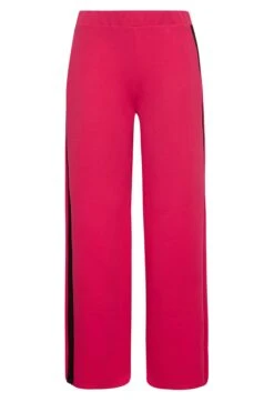 YOURS PETITE Curve Pink Side Stripe Wide Leg Trousers -Luna Looks Zone cd5aeb9c d529 4a 174494 X