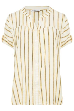 YOURS Curve Ivory White Stripe Print Button Through Shirt -Luna Looks Zone cdbabb14 422e 4a 330033 X