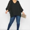 YOURS LONDON Curve Black Chiffon Cape Blouse