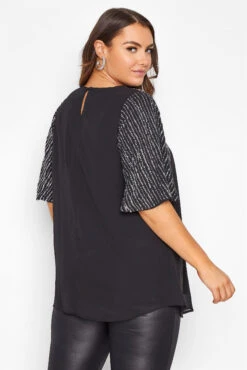 LUXE Curve Black Hand Embellished Sweetheart Blouse -Luna Looks Zone cdd5d04d e31e 46 157940 C