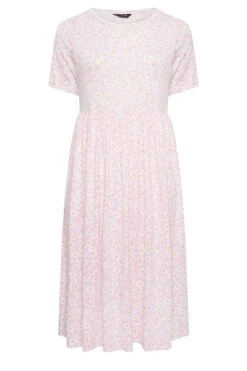 YOURS Curve Light Pink Daisy Print Smock Dress -Luna Looks Zone ce02280c 8a2f 46 137397 X