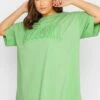 YOURS Curve 2 PACK White & Green 'Miami' Tunic T-Shirts