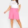 YOURS Curve Pink Elasticated Waist Pull On Shorts