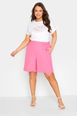 YOURS Curve Pink Elasticated Waist Pull On Shorts