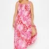 YOURS Curve Pink Animal Markings Shirred Strappy Sundress