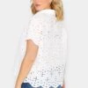 YOURS PETITE Curve White Broderie Anglaise Short Sleeve Shirt