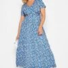 YOURS Curve Blue Ditsy Print Maxi Dress