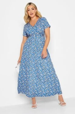 YOURS Curve Blue Ditsy Print Maxi Dress