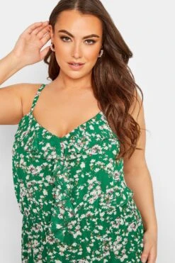 YOURS LONDON Curve Green Floral Print Ruffle Maxi Dress -Luna Looks Zone d02918e5 33a8 4c 161126 d