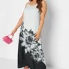YOURS Curve White Floral Print Colour Block Maxi Dress