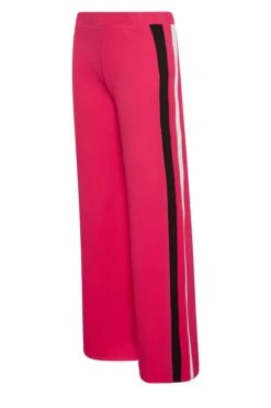 YOURS PETITE Curve Pink Side Stripe Wide Leg Trousers -Luna Looks Zone d0a4b91c c534 42 174494 X1