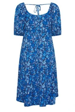 YOURS Curve Blue Ditsy Print Square Neck Midaxi Dress -Luna Looks Zone d11361f0 c871 42 137513 Y