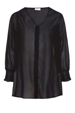 YOURS LONDON Curve Black Balloon Sleeve Shirt -Luna Looks Zone d14f0ed4 5d38 43 157659 F
