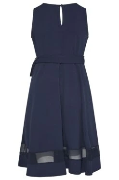 YOURS LONDON Curve Navy Blue Mesh Panel Skater Dress -Luna Looks Zone d22a5ea8 4844 49 162038 Y