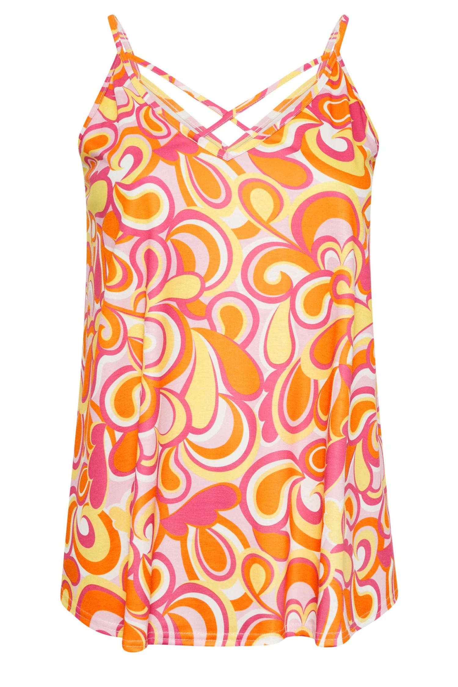 LIMITED COLLECTION Curve Orange Abstract Print Strappy Cami Top 5 LIMITED COLLECTION Curve Orange Abstract Print Strappy Cami Top - Image 5