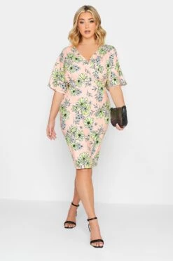 YOURS PETITE Curve Blush Pink Floral Print Wrap Dress