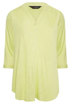 YOURS Curve Lime Green Half Placket Blouse -Luna Looks Zone d29d9cf9 34a9 4d 174291 X