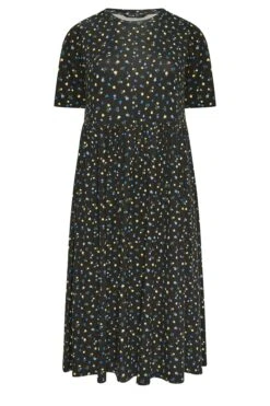 YOURS Curve Black Ditsy Floral Smock Dress -Luna Looks Zone d2bb3500 d00c 48 302231 X